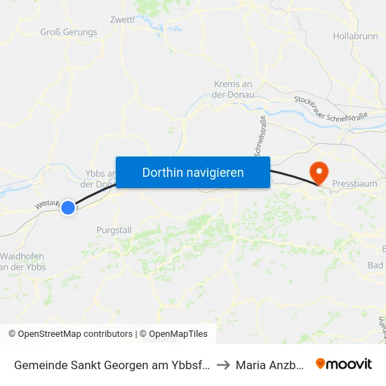 Gemeinde Sankt Georgen am Ybbsfelde to Maria Anzbach map