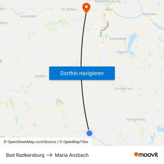 Bad Radkersburg to Maria Anzbach map