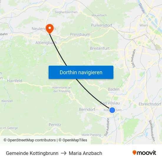 Gemeinde Kottingbrunn to Maria Anzbach map