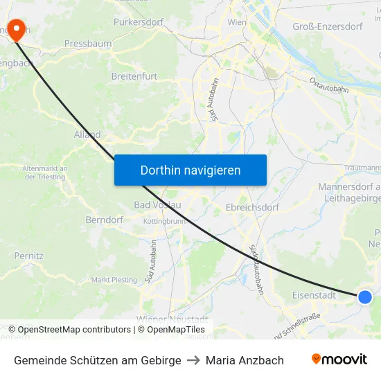 Gemeinde Schützen am Gebirge to Maria Anzbach map
