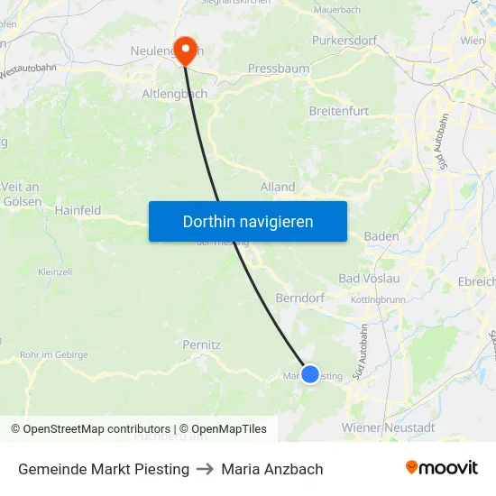 Gemeinde Markt Piesting to Maria Anzbach map