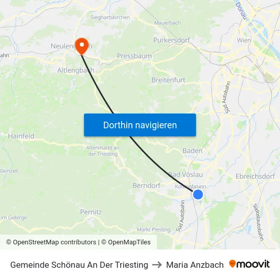 Gemeinde Schönau An Der Triesting to Maria Anzbach map