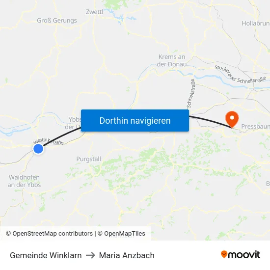 Gemeinde Winklarn to Maria Anzbach map