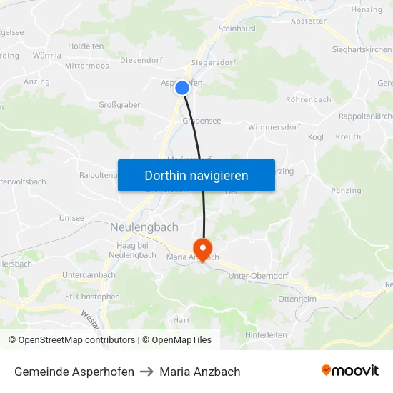 Gemeinde Asperhofen to Maria Anzbach map