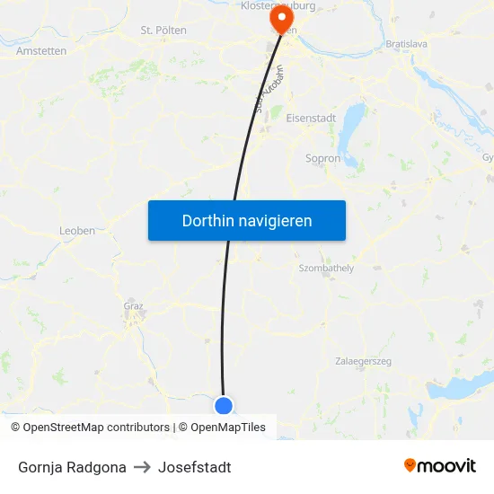 Gornja Radgona to Josefstadt map