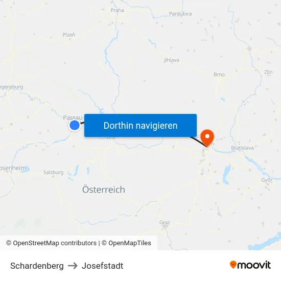 Schardenberg to Josefstadt map