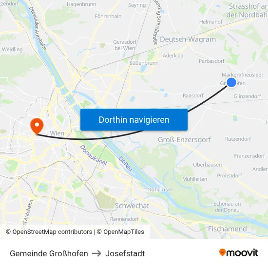 Gemeinde Großhofen to Josefstadt map