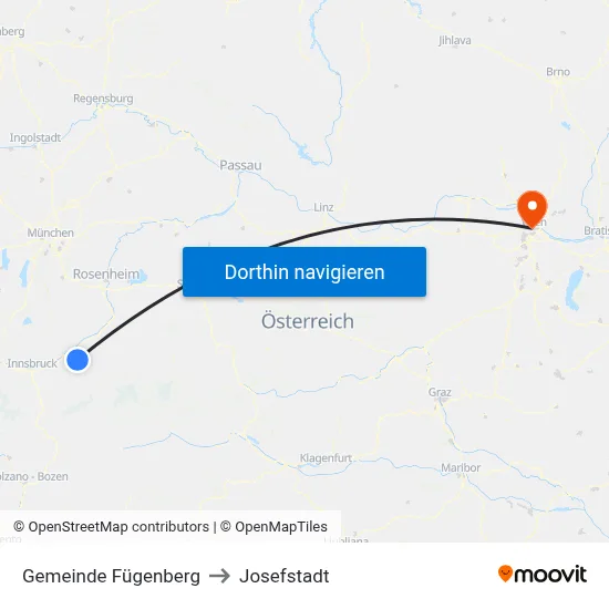Gemeinde Fügenberg to Josefstadt map