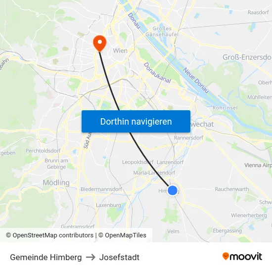 Gemeinde Himberg to Josefstadt map