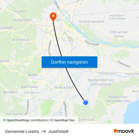 Gemeinde Loretto to Josefstadt map