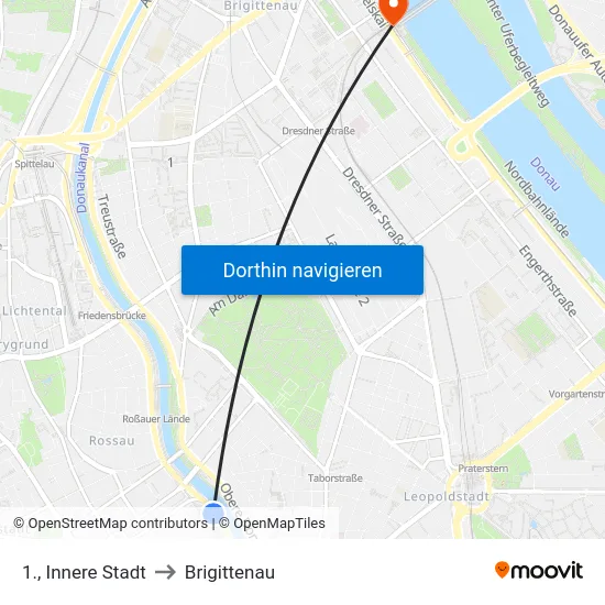 1., Innere Stadt to Brigittenau map