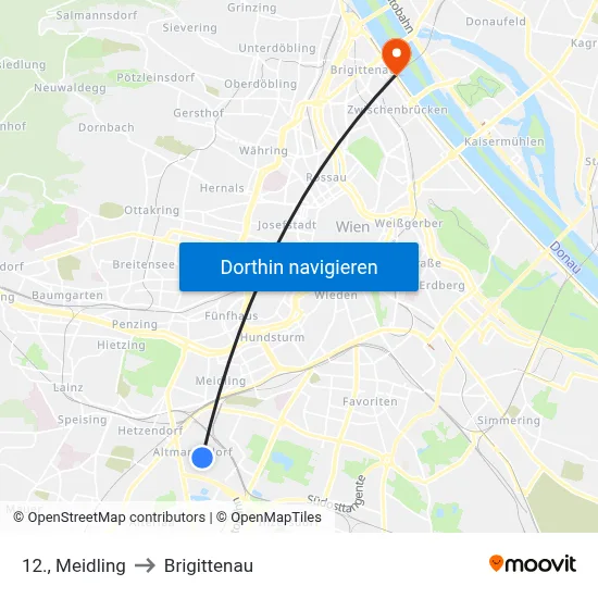 12., Meidling to Brigittenau map