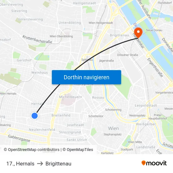 17., Hernals to Brigittenau map
