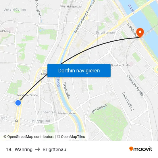 18., Währing to Brigittenau map