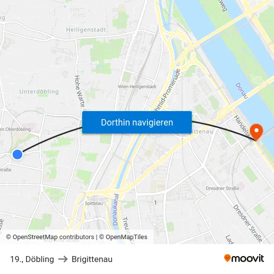 19., Döbling to Brigittenau map