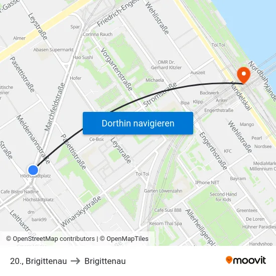 20., Brigittenau to Brigittenau map