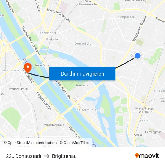 22., Donaustadt to Brigittenau map