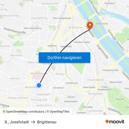 8., Josefstadt to Brigittenau map