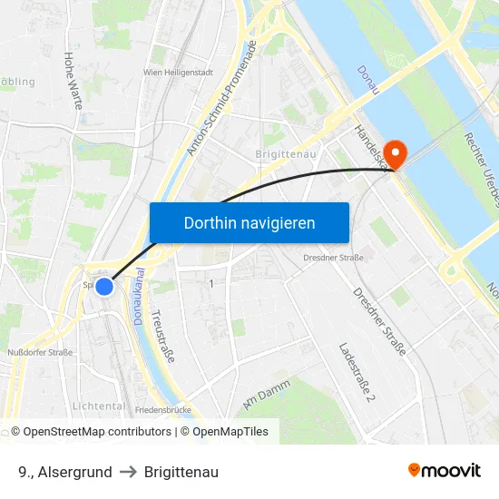 9., Alsergrund to Brigittenau map