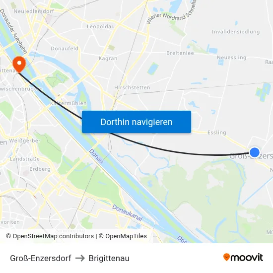 Groß-Enzersdorf to Brigittenau map