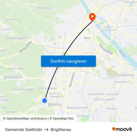 Gemeinde Gießhübl to Brigittenau map