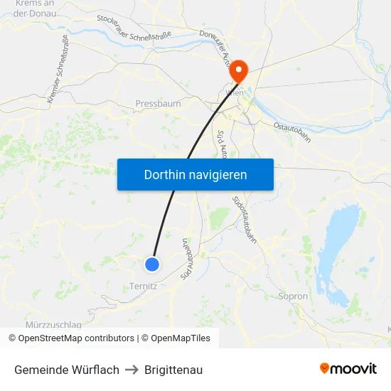 Gemeinde Würflach to Brigittenau map