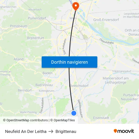 Neufeld An Der Leitha to Brigittenau map
