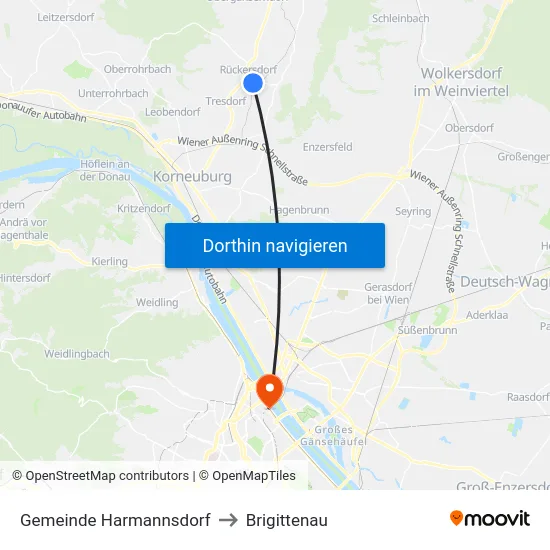 Gemeinde Harmannsdorf to Brigittenau map