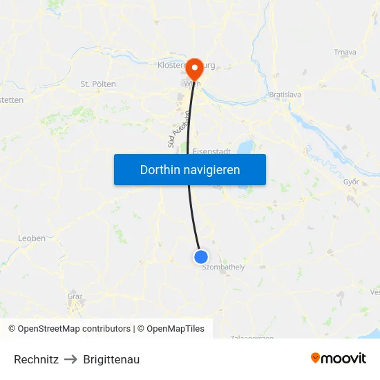 Rechnitz to Brigittenau map