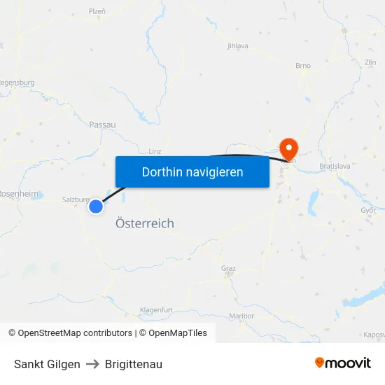 Sankt Gilgen to Brigittenau map