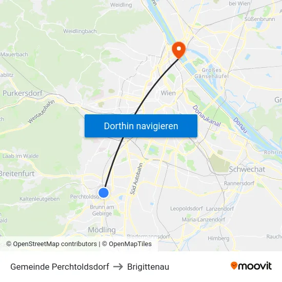 Gemeinde Perchtoldsdorf to Brigittenau map