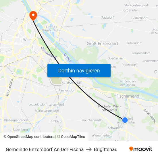 Gemeinde Enzersdorf An Der Fischa to Brigittenau map