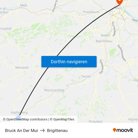 Bruck An Der Mur to Brigittenau map