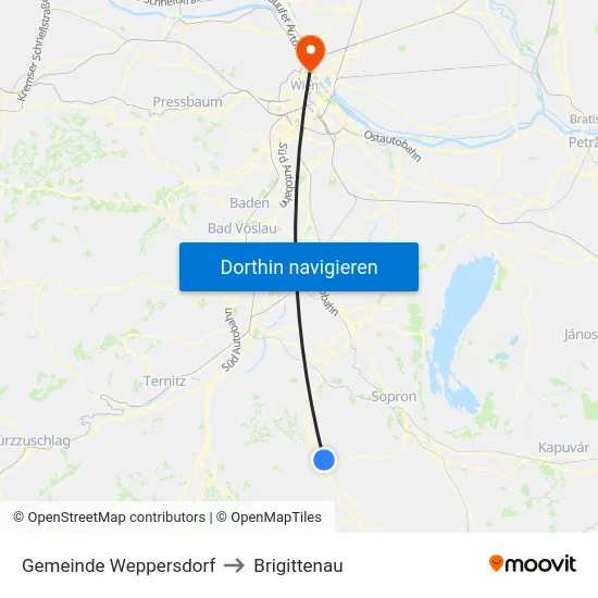 Gemeinde Weppersdorf to Brigittenau map