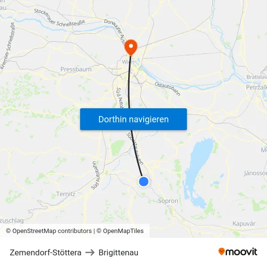 Zemendorf-Stöttera to Brigittenau map