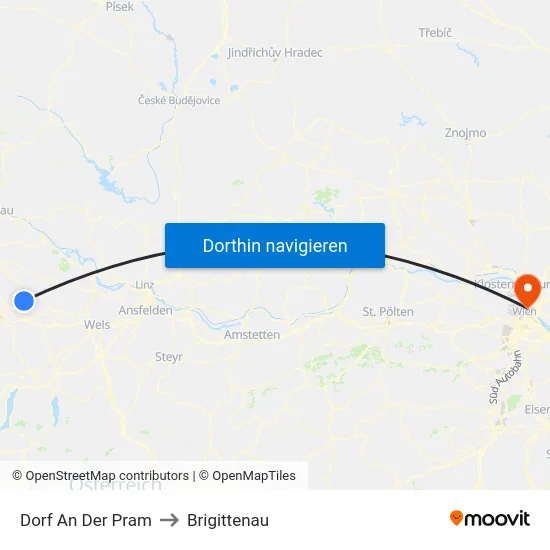 Dorf An Der Pram to Brigittenau map
