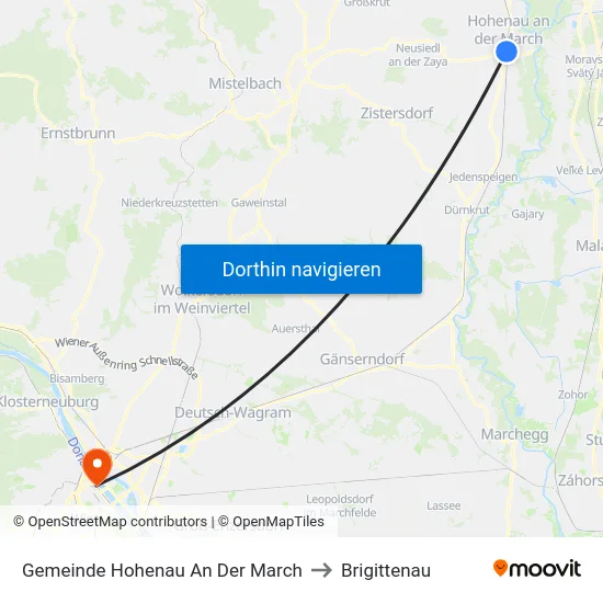 Gemeinde Hohenau An Der March to Brigittenau map
