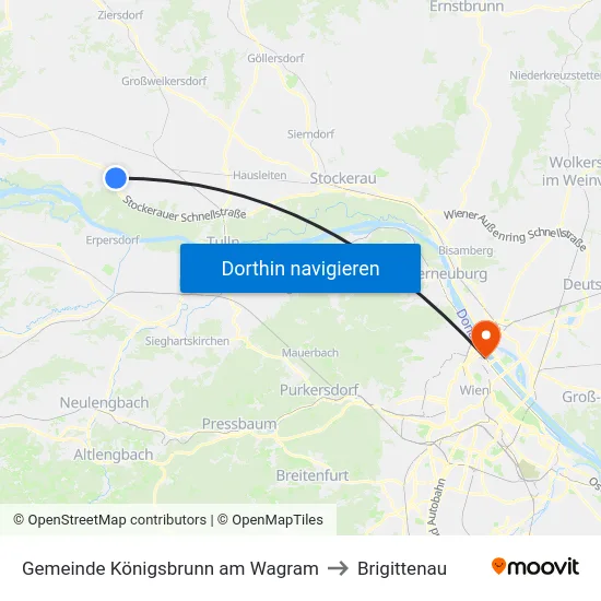 Gemeinde Königsbrunn am Wagram to Brigittenau map