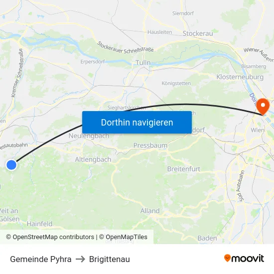 Gemeinde Pyhra to Brigittenau map
