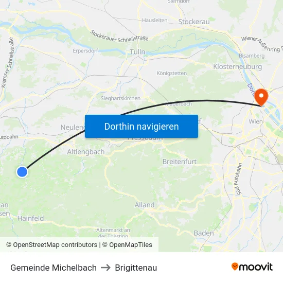 Gemeinde Michelbach to Brigittenau map