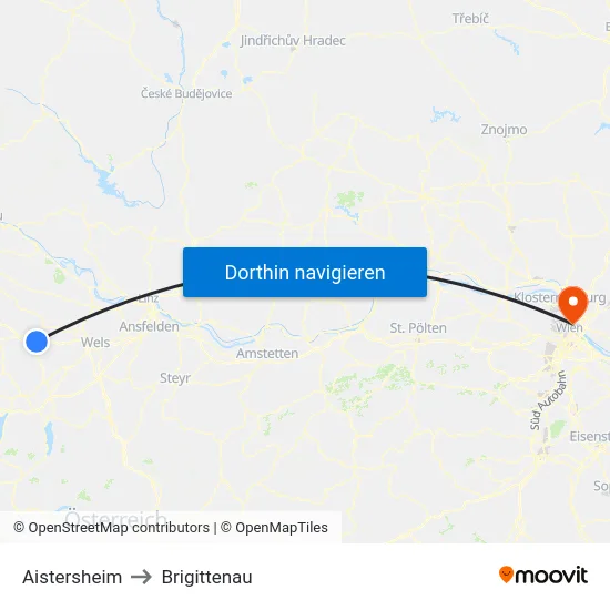 Aistersheim to Brigittenau map