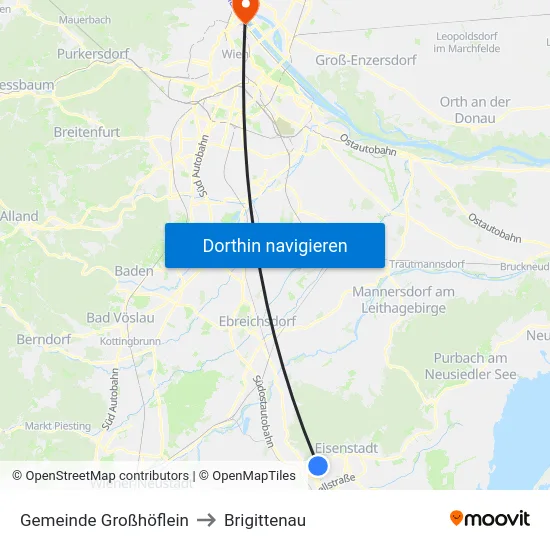 Gemeinde Großhöflein to Brigittenau map
