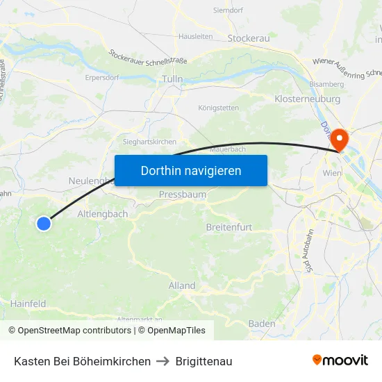Kasten Bei Böheimkirchen to Brigittenau map