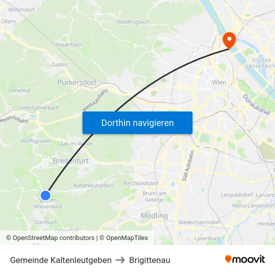 Gemeinde Kaltenleutgeben to Brigittenau map