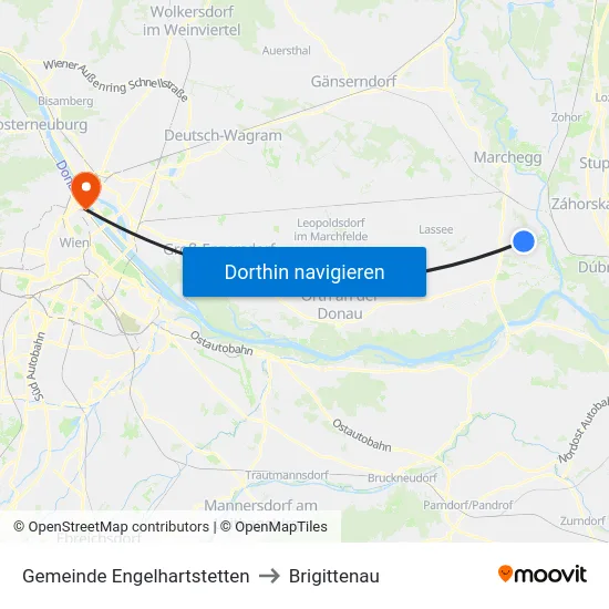 Gemeinde Engelhartstetten to Brigittenau map