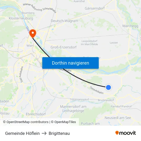 Gemeinde Höflein to Brigittenau map