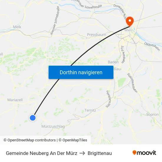 Gemeinde Neuberg An Der Mürz to Brigittenau map
