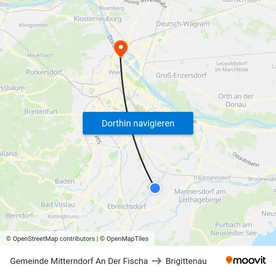 Gemeinde Mitterndorf An Der Fischa to Brigittenau map