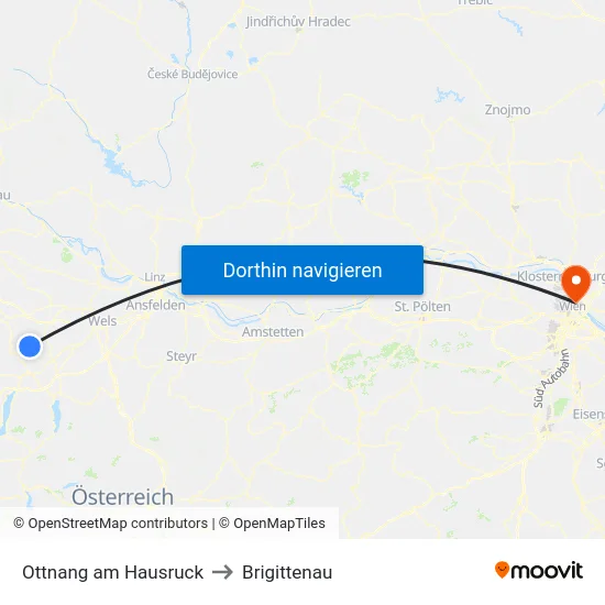 Ottnang am Hausruck to Brigittenau map