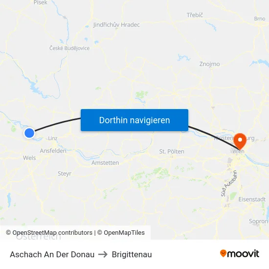 Aschach An Der Donau to Brigittenau map